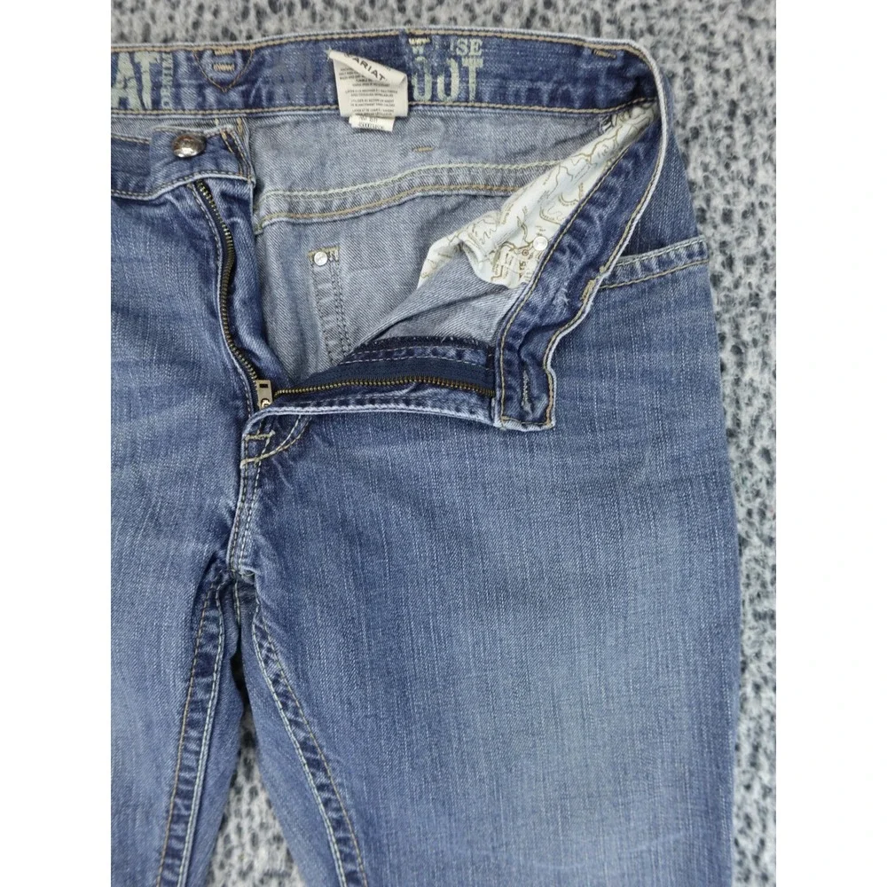 Ariat Bootcut Jeans Mens 36x30 Blue Good Heavy Stitching Western Denim - Picture 3 of 14